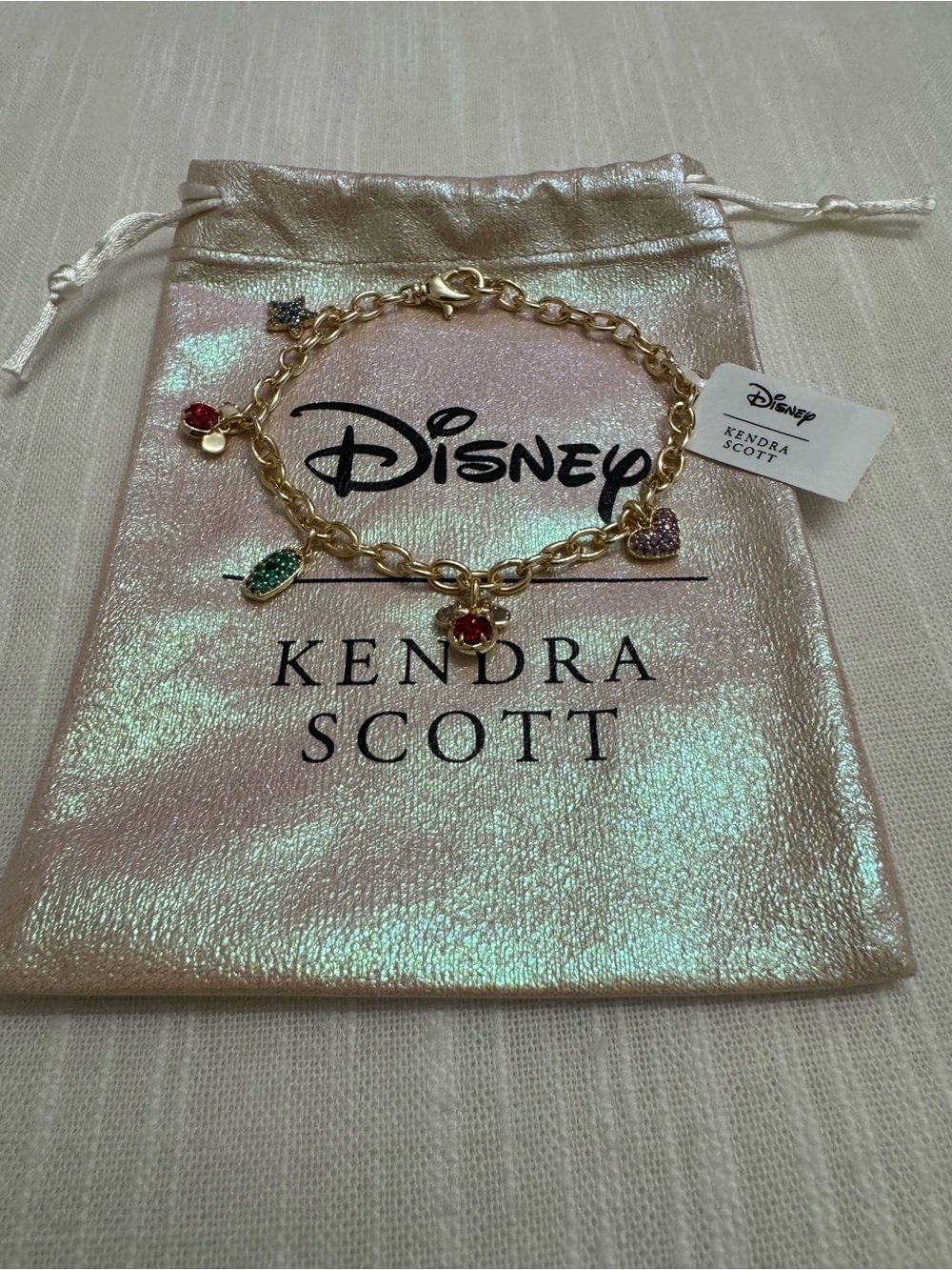 NEW ~ Kendra Scott x Disney Mickey & Minnie Mouse Charm Crystal Bracelet, NWT - Picture 4 of 14
